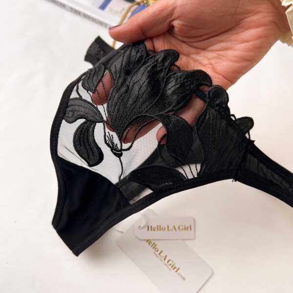Black Magic Flower Embroidery Mesh Panty Lingerie Thong - Image 2