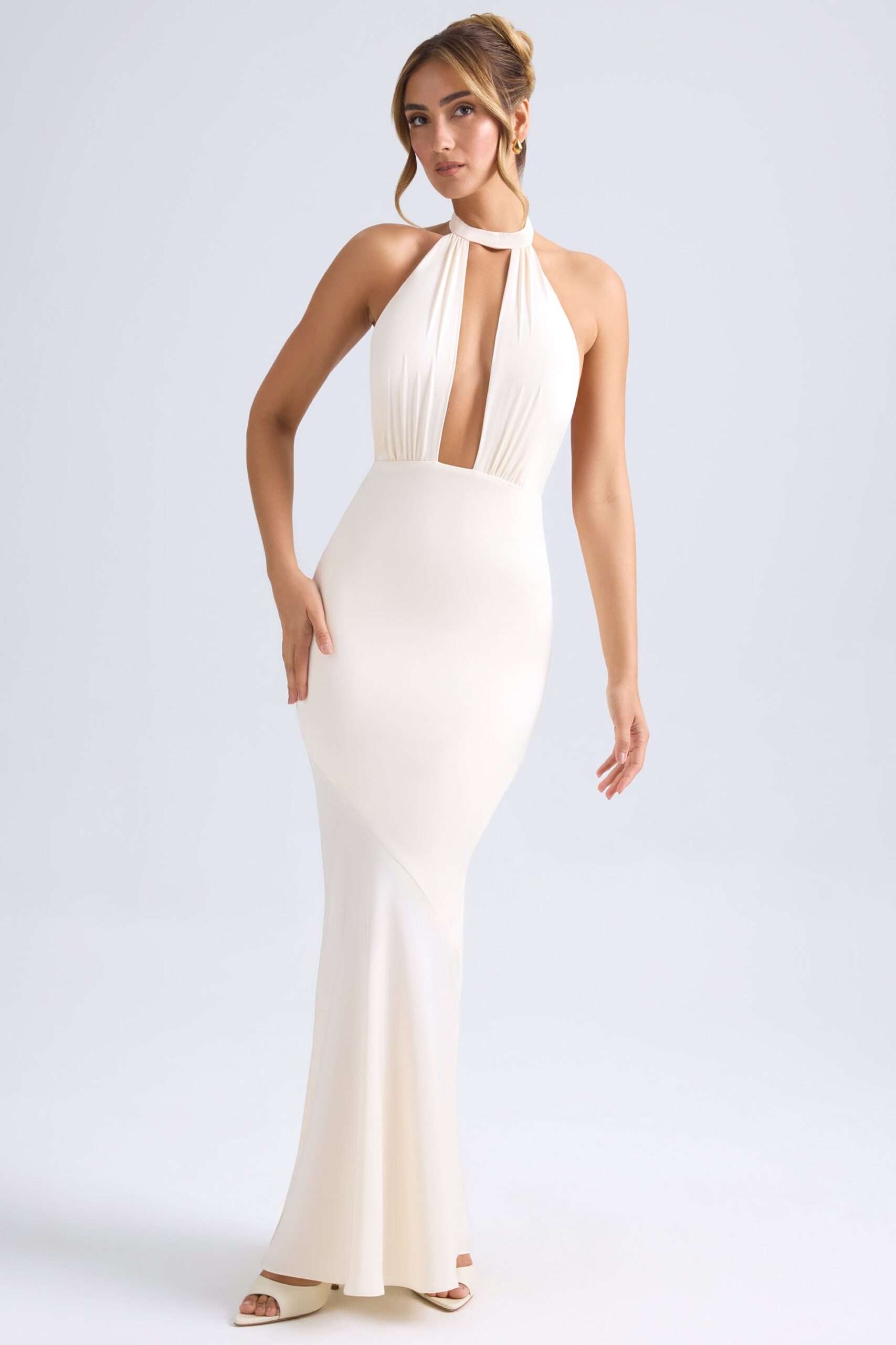 Halterneck Fishtail Gown in Ivory - Image 6