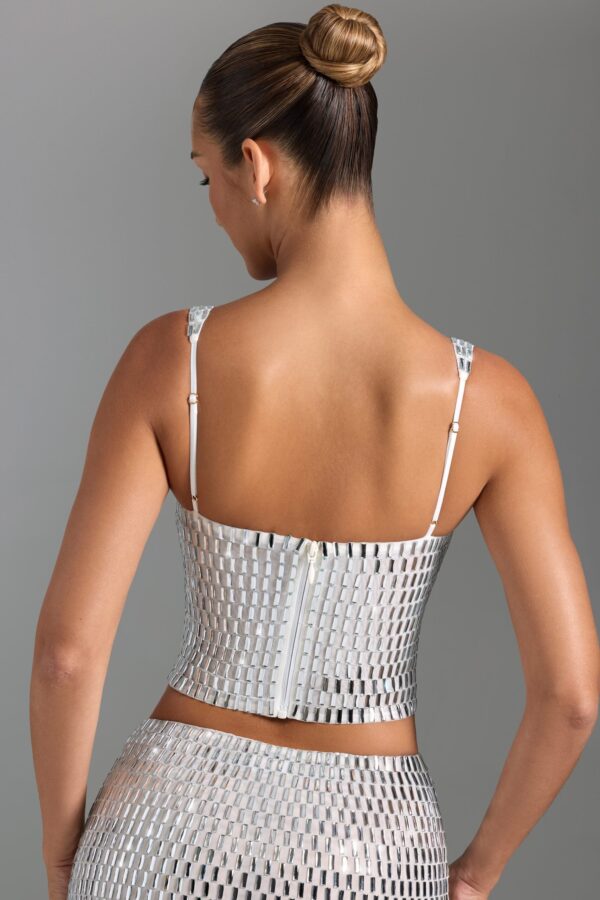 Embellished Square-Neck Top in White - Image 2