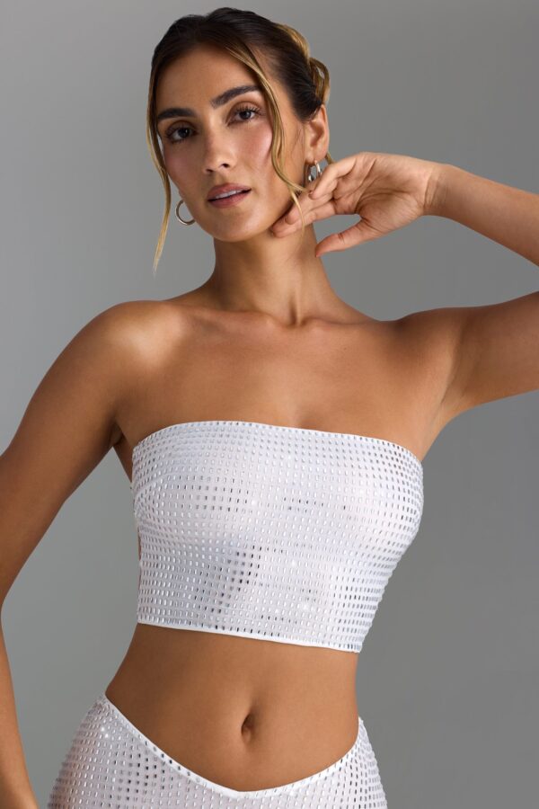 Embellished Strap-Detail Top in White - Image 6