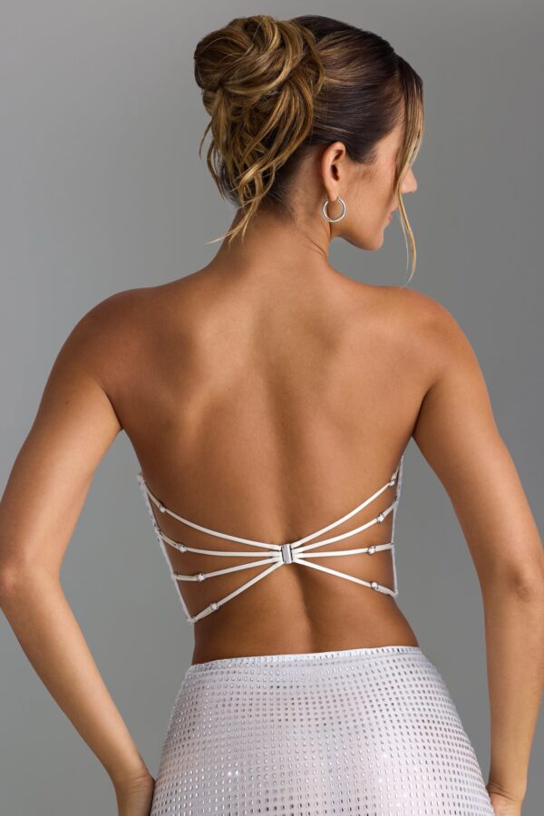 Embellished Strap-Detail Top in White - Image 2