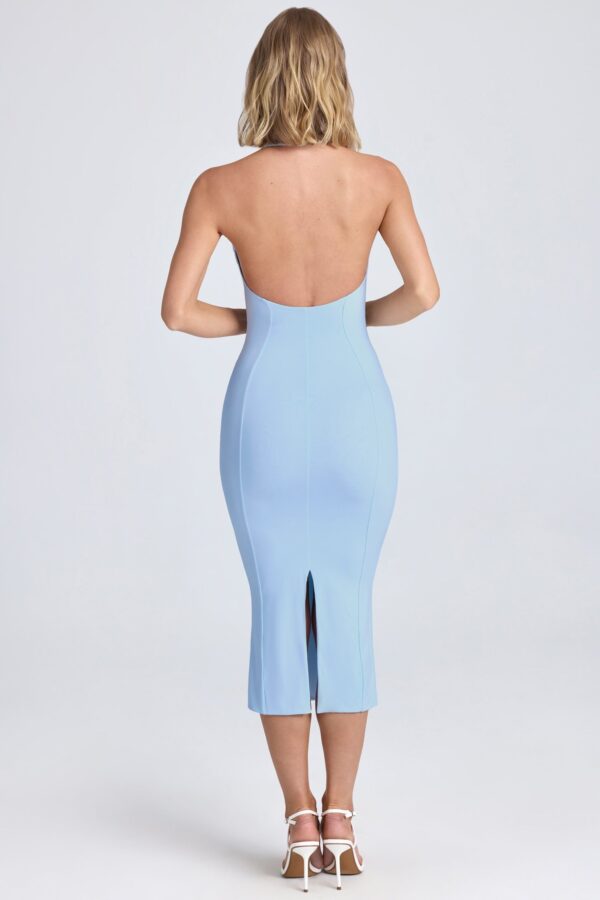 Halterneck Ruffle-Appliqué Midaxi Dress in Powder Blue - Image 2