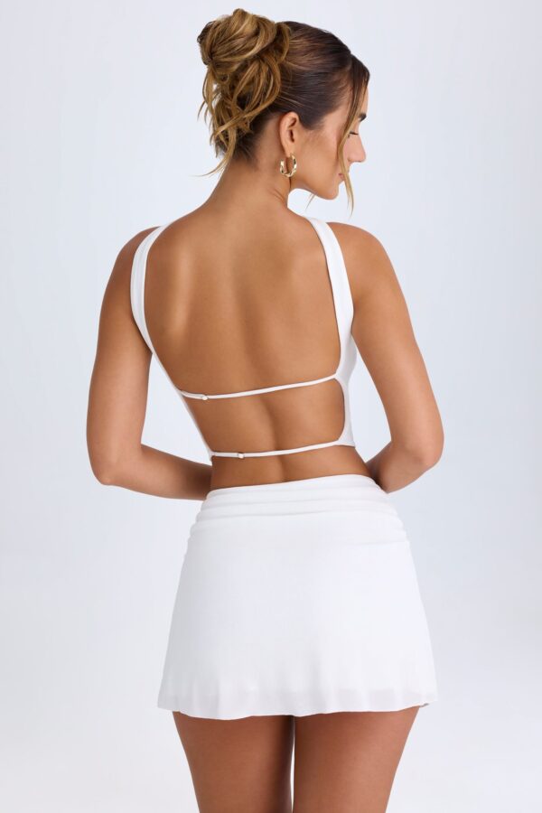Ruched Mid-Rise Mini Skirt in White - Image 2