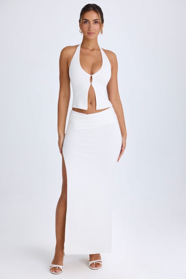 Ruched Maxi Skirt in White - Image 6