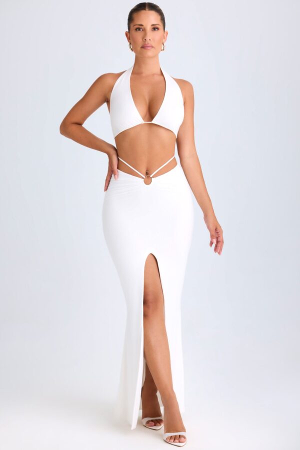 Hardware-Detail Mid-Rise Maxi Skirt in White - Image 4