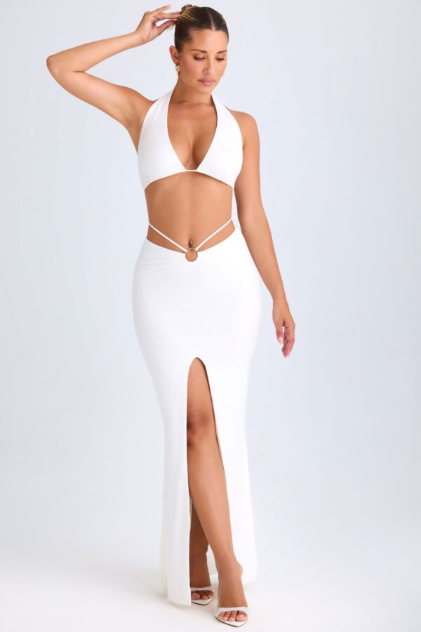 Hardware-Detail Mid-Rise Maxi Skirt in White - Image 5
