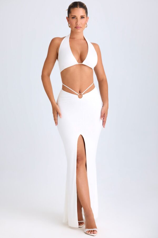 Hardware-Detail Mid-Rise Maxi Skirt in White - Image 6