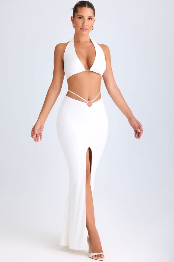 Hardware-Detail Mid-Rise Maxi Skirt in White - Image 8