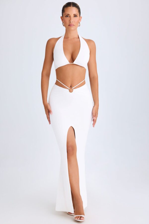 Hardware-Detail Mid-Rise Maxi Skirt in White - Image 7