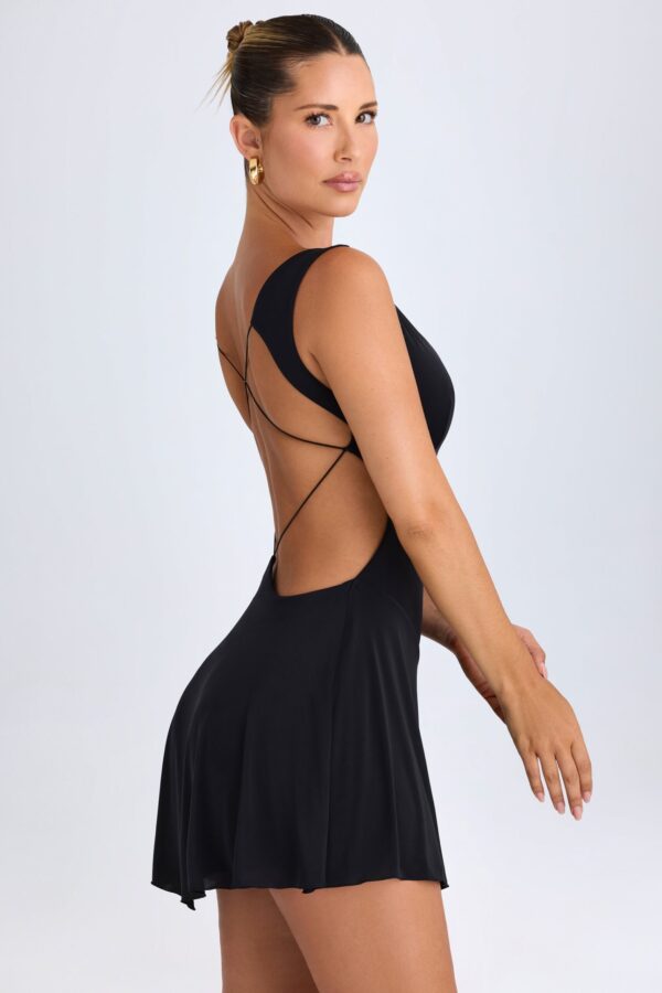 Plunge Cut-Out Mini Dress in Black - Image 3