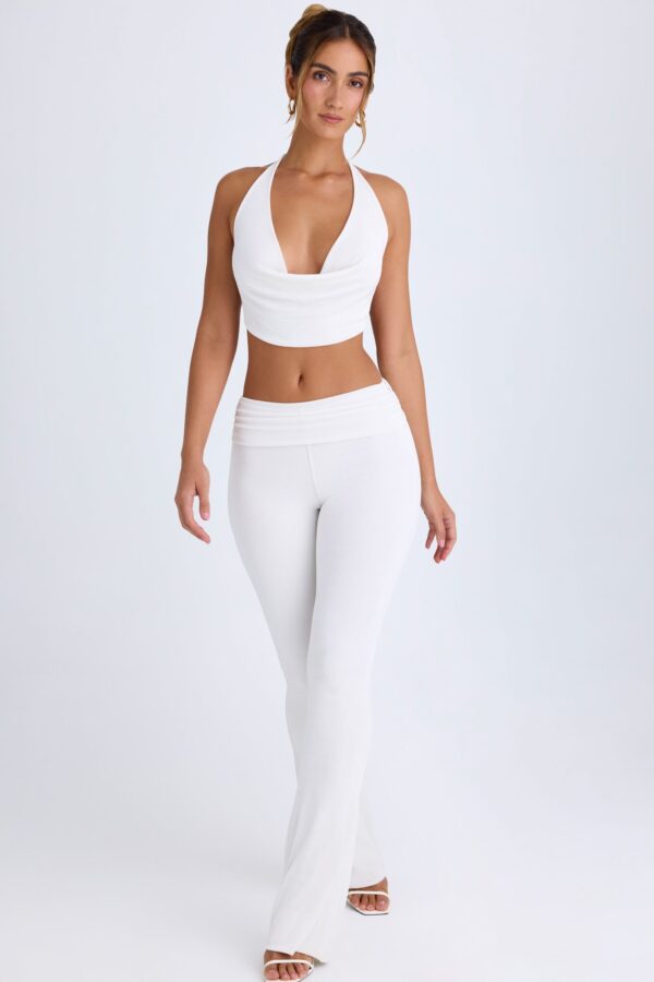 Ruched Mid-Rise Trousers in White - Image 6