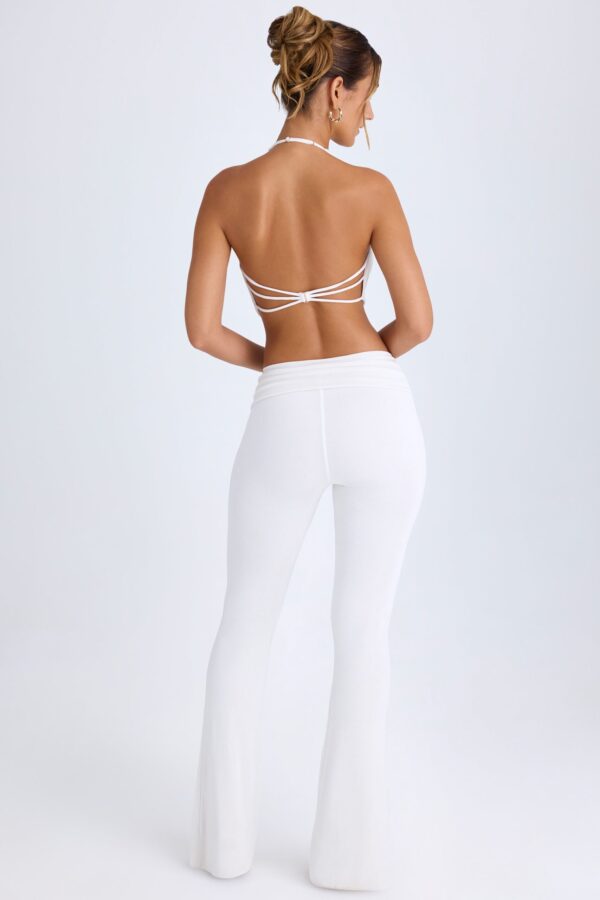 Ruched Mid-Rise Trousers in White - Image 2