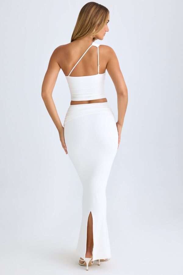 Modal Twist-Front Maxi Skirt in White - Image 2