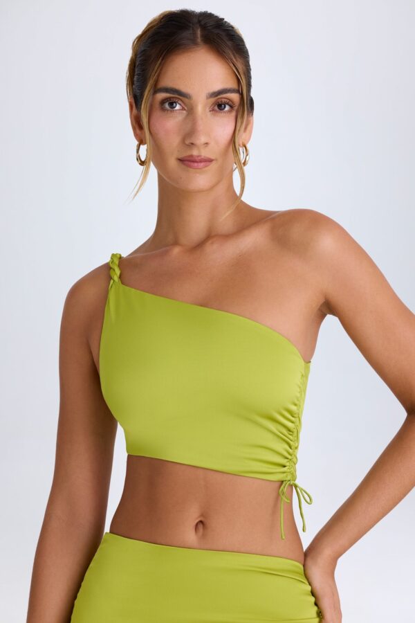 Ruched Asymmetric Crop Top in Pear Green - Image 5