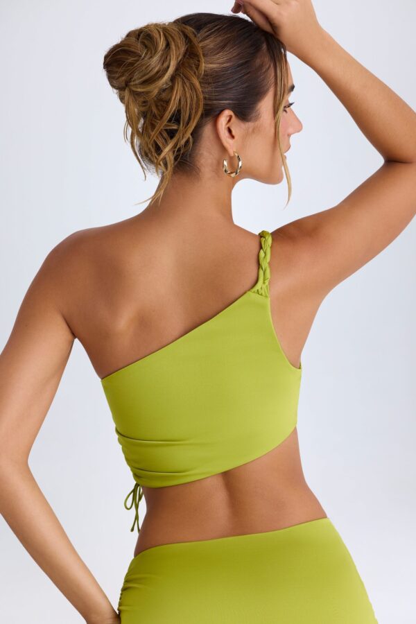 Ruched Asymmetric Crop Top in Pear Green - Image 2