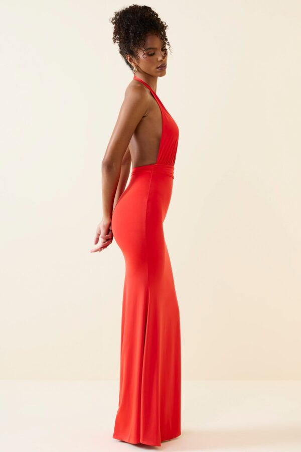 Halterneck Cut-Out Maxi Dress in Scarlet - Image 3