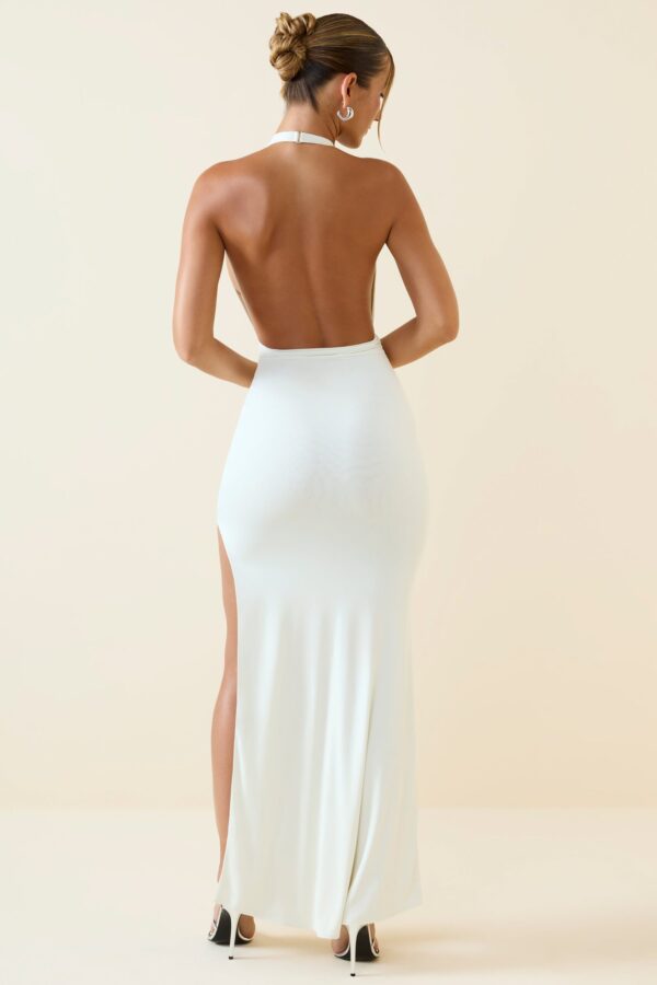 Halterneck Cut-Out Maxi Dress in Vanilla - Image 2
