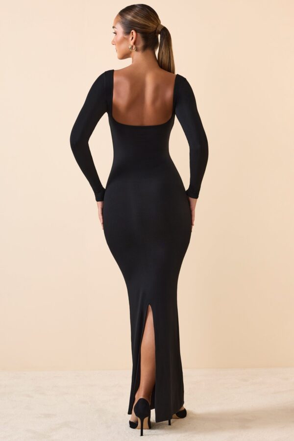 Modal Keyhole Cut-Out Maxi Dress in Black - Image 2