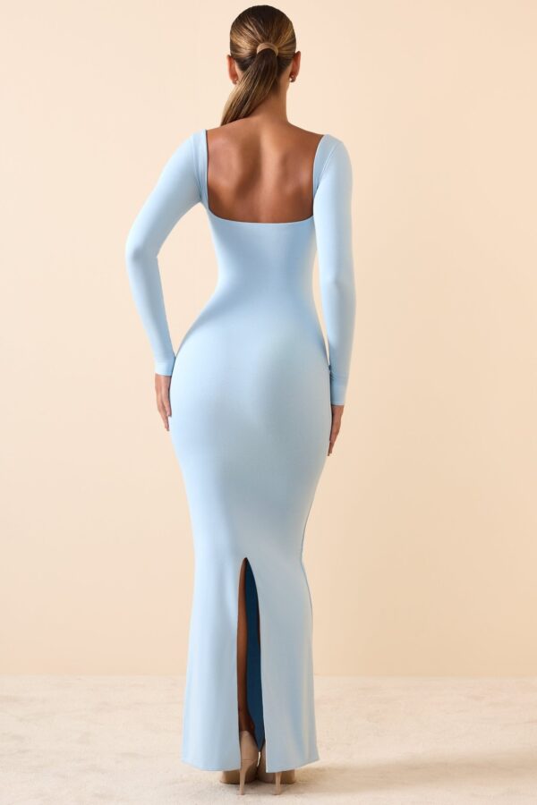 Modal Keyhole Cut-Out Maxi Dress in Ice Blue - Image 2