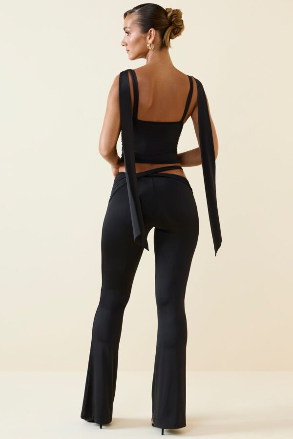 Petite Cut-Out Mid-Rise Flared Trousers in Black - Image 2