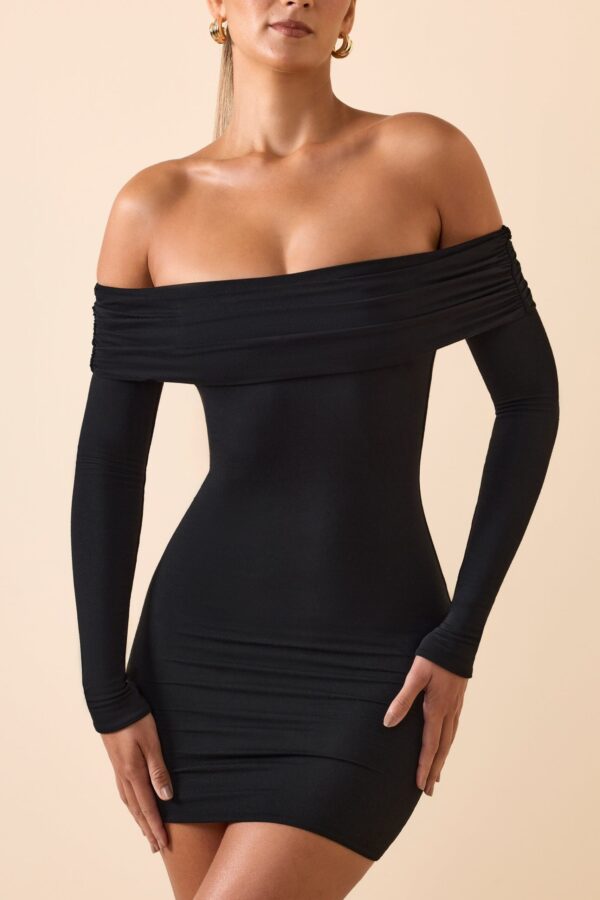 Modal Off-Shoulder Mini Dress in Black - Image 4