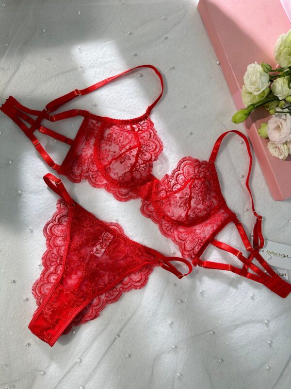 Red Exquisite Lace Lingerie Set - Image 7