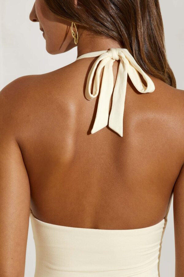 High Split Halter Neck Maxi Dress in Ivory - Image 6
