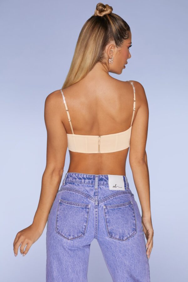 Embellished Strap Crop Top in Sand - Image 2