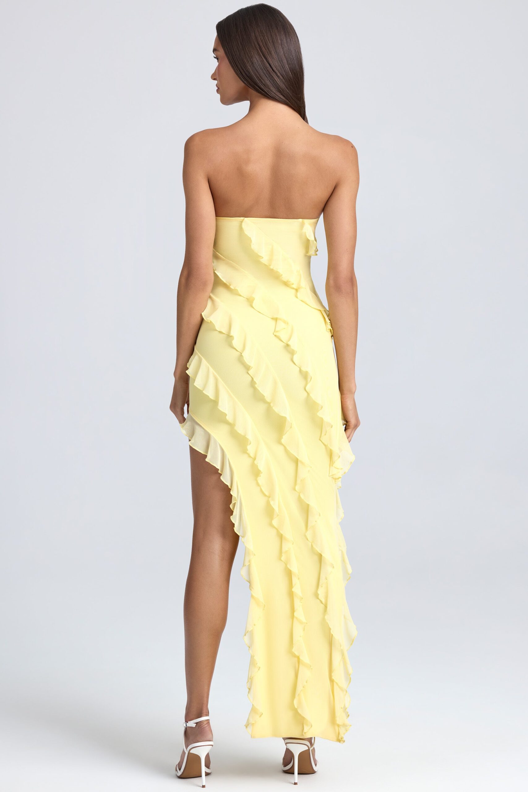 Bandeau Ruffle-Trim Maxi Dress in Lemon Sherbet - Image 2