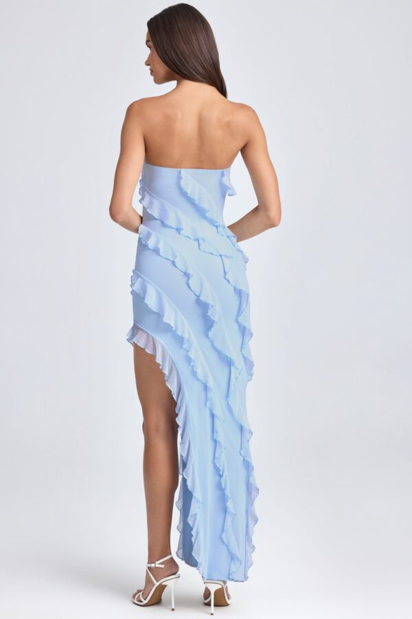 Bandeau Ruffle-Trim Maxi Dress in Powder Blue - Image 2