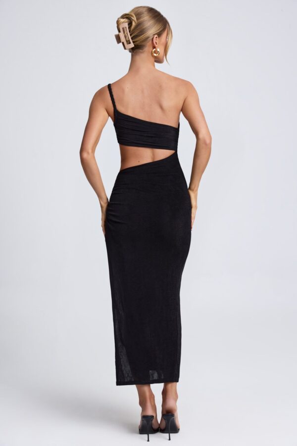 One Shoulder Cut Out Maxi Dress in Black - Image 2