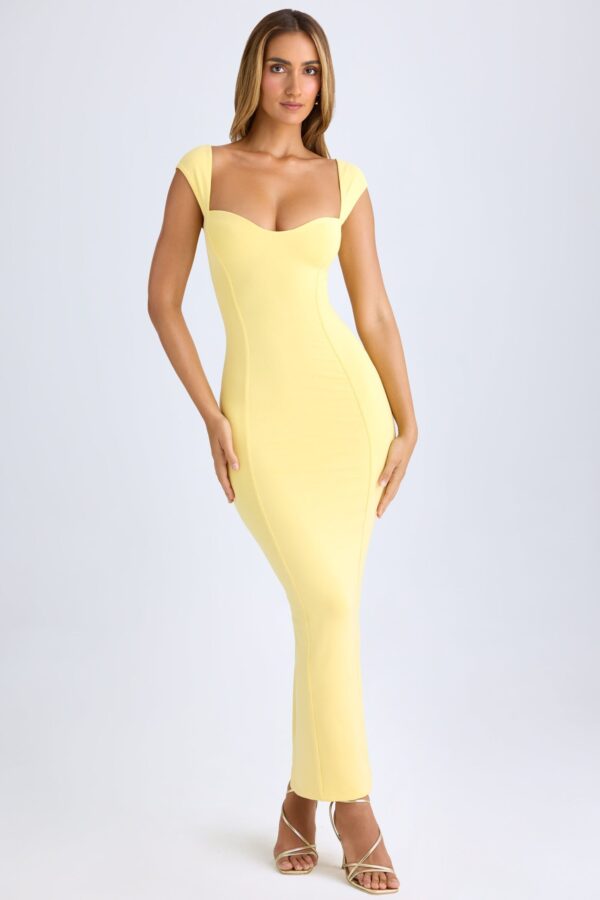 Modal Sweetheart-Neck Maxi Dress in Lemon Sherbet - Image 5