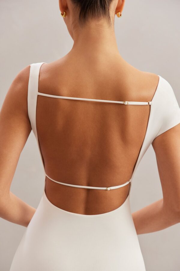 Open Back Mini Dress in Ivory - Image 5