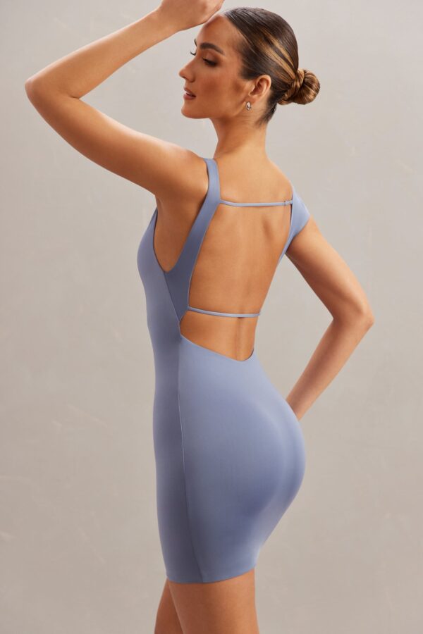 Open Back Mini Dress in Blue - Image 3