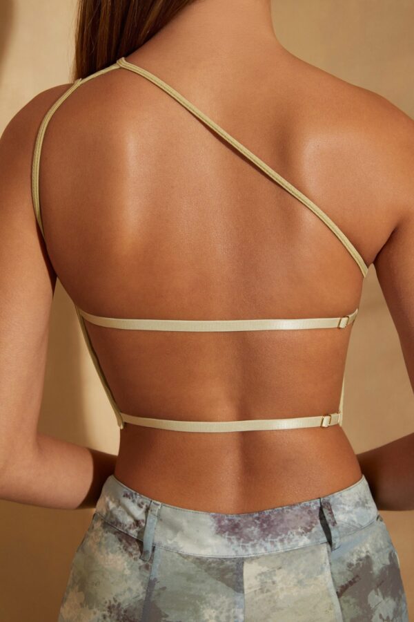 One Shoulder Open Back Crop Top in Sage - Image 4
