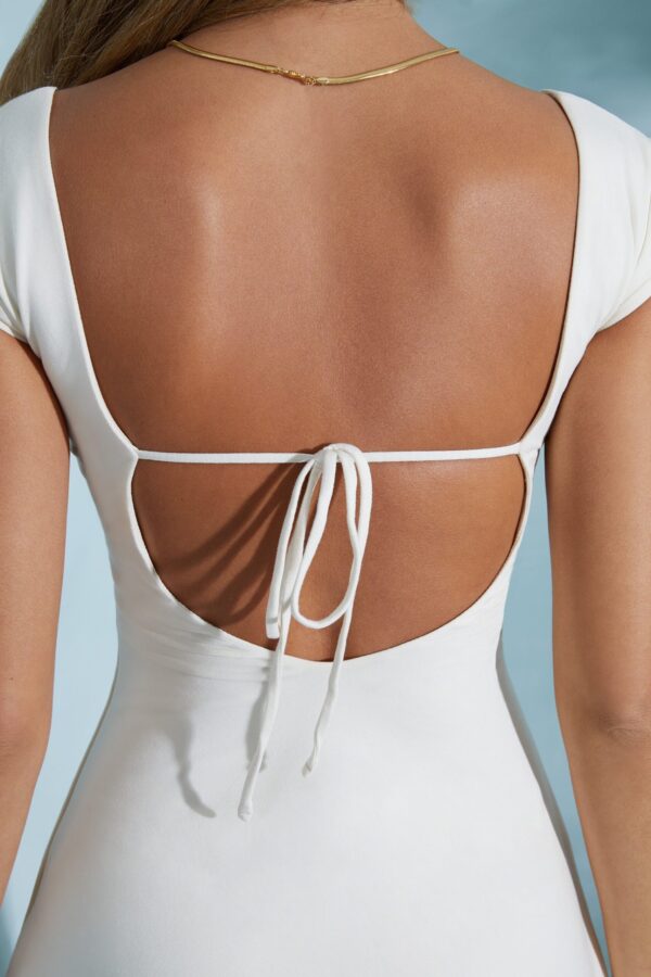 Open Back A-Line Mini Dress in Ivory - Image 4