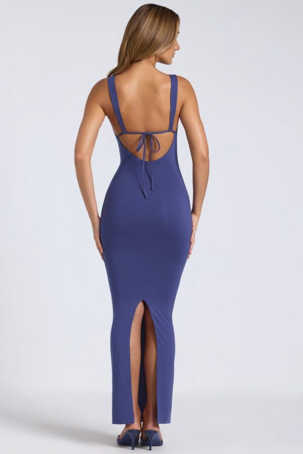 Modal Square Neck Low Back Maxi Dress in Navy - Image 2