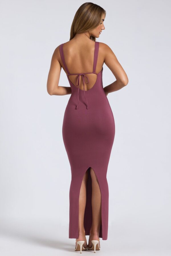 Modal Square Neck Low Back Maxi Dress in Plum - Image 2