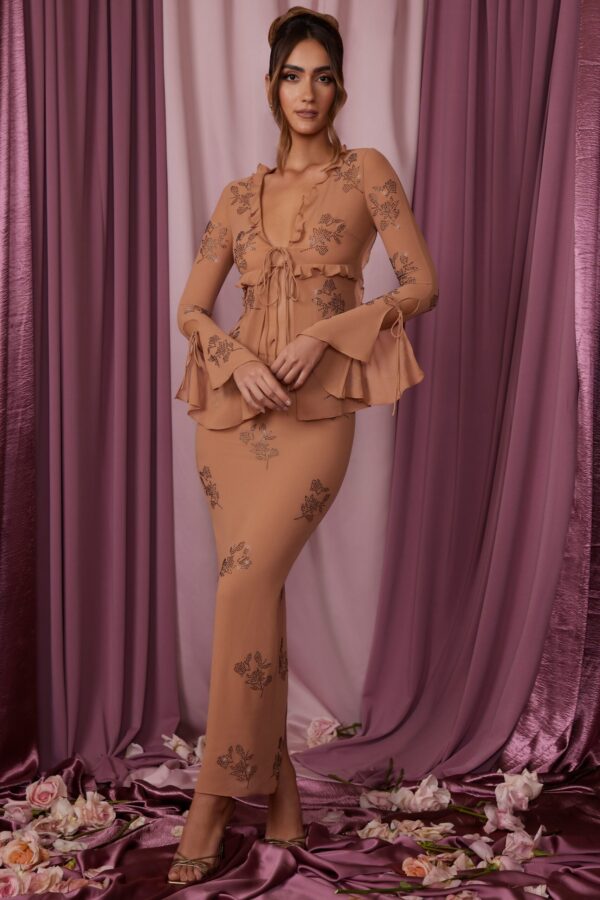 Low Rise Maxi Skirt in Beige - Image 4