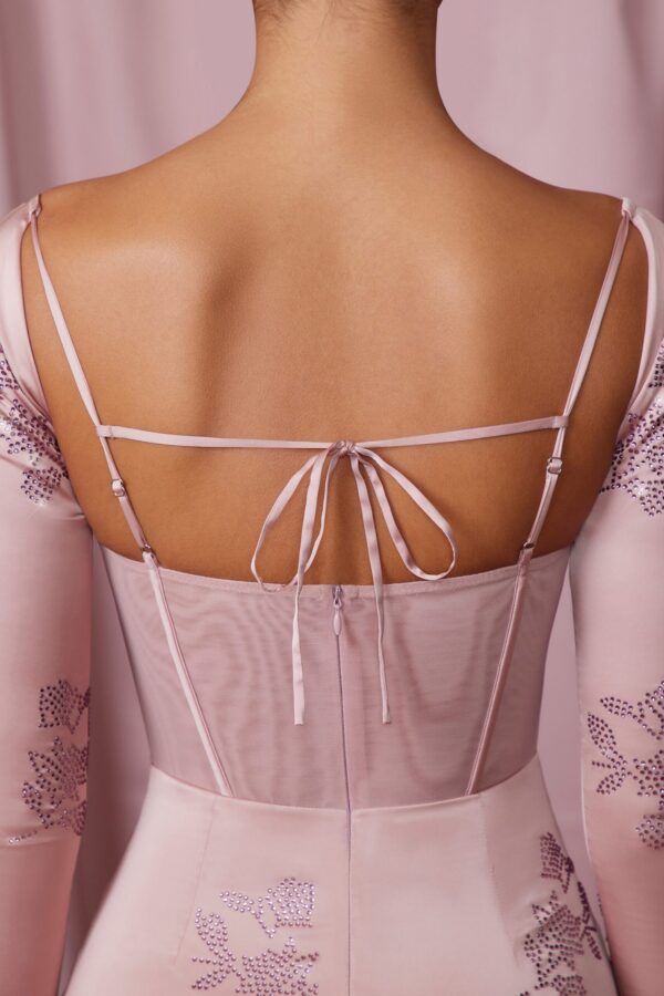 Long Sleeve Corset Mini Dress in Mauve - Image 4