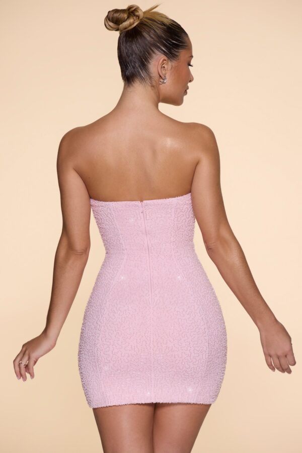 Embellished Strapless Cowl Neck Mini Dress in Blush - Image 2