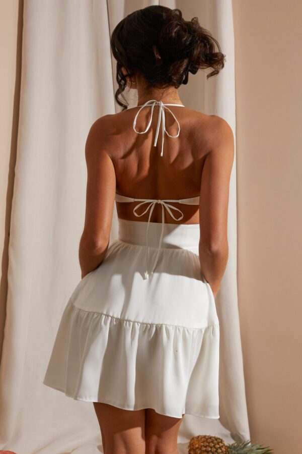 Halter Neck Cut Out Mini Dress in White - Image 2