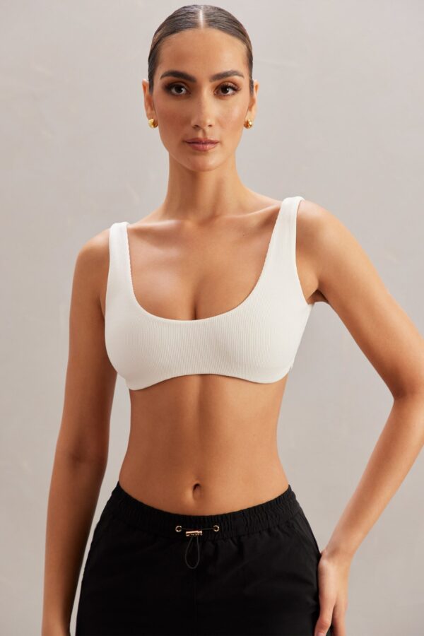 Plunge Neck Bralette in Ivory - Image 7