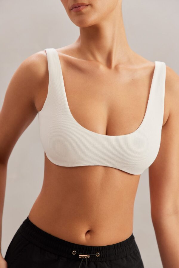 Plunge Neck Bralette in Ivory - Image 4