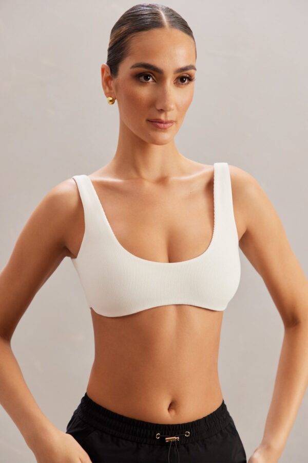 Plunge Neck Bralette in Ivory - Image 5