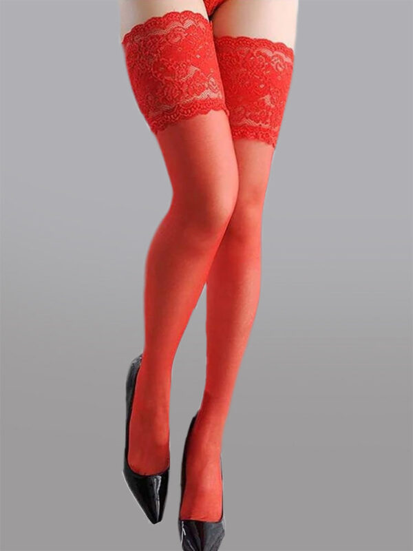 Sheer Lace Thigh High Stockings - Image 6