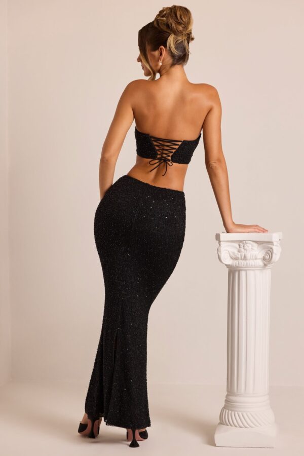Embellished Strapless Corset Top in Black - Image 7