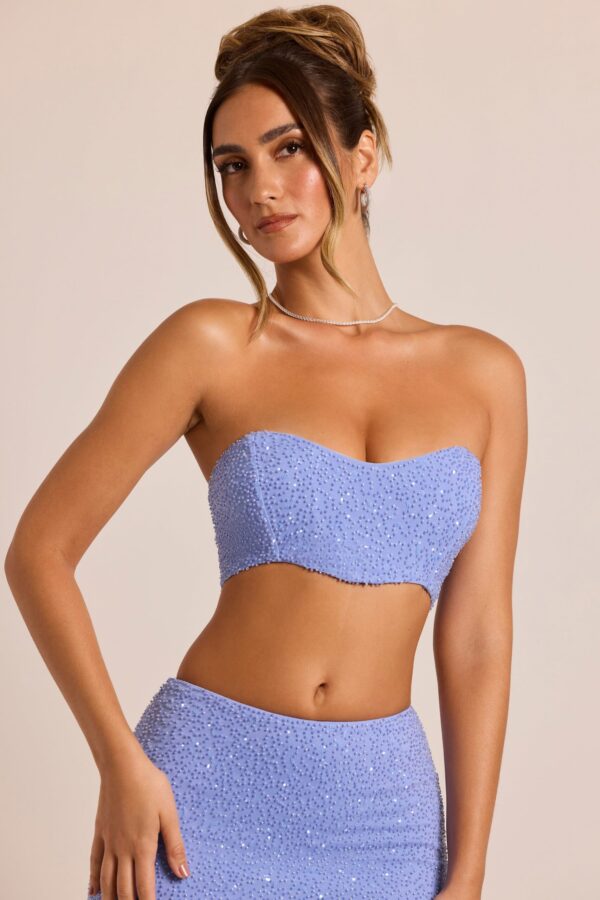 Embellished Strapless Corset Top in Powder Blue - Image 6