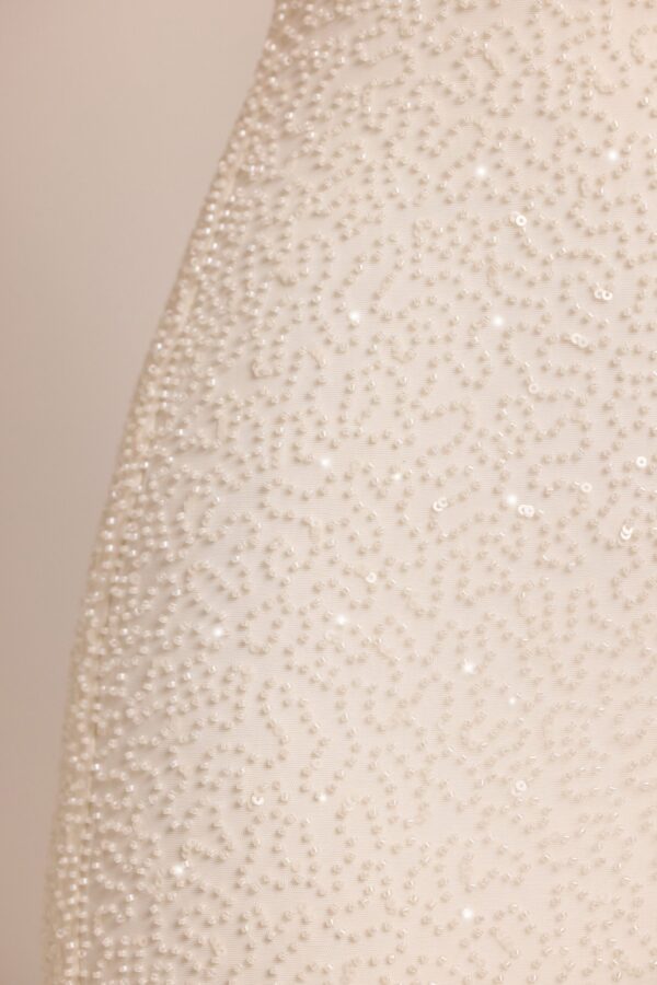 Embellished Square Neck Mini Dress in White - Image 4