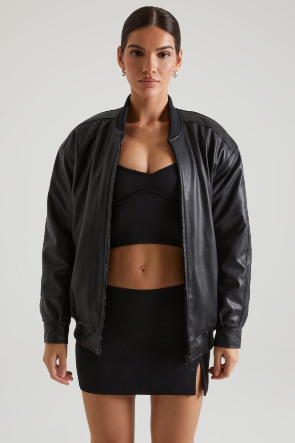 Faux Leather Jacket in Black - Image 6